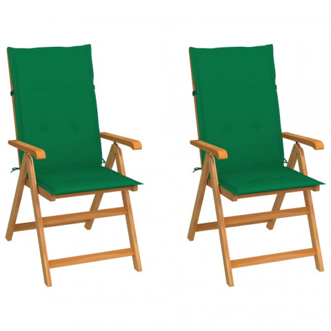 Chaises de jardin teck avec coussins teck - Couleur et nombre de places au choix