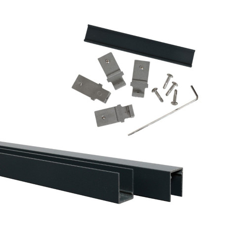 Kit clôture composite RIO Anthracite H 1,8m - bois composite & aluminium - poteaux gris - montage facile - occultation - brise vue - sans entretien - Longueur au choix