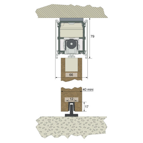 Kit de fixation encastré pour porte en bois