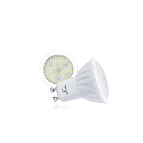 Kit spot led GU10 6 watt (eq. 60 watt) céramique - Support blanc - Couleur eclairage - Blanc neutre, Type Support - Rond orientable 92mm
