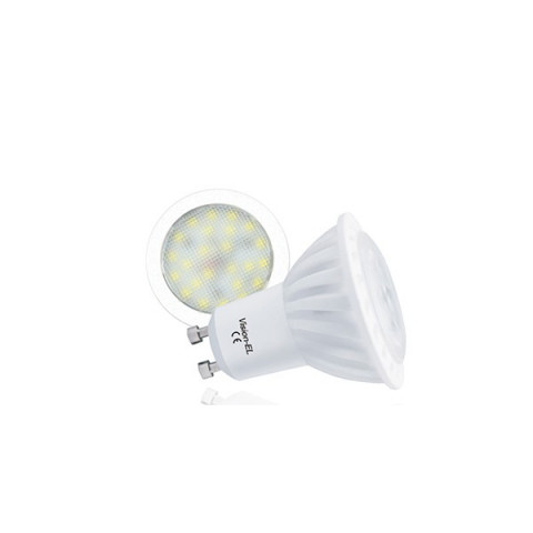 Kit spot led GU10 6 watt (eq. 60 watt) céramique - Support blanc - Couleur eclairage - Blanc neutre, Type Support - Rond orientable 86mm