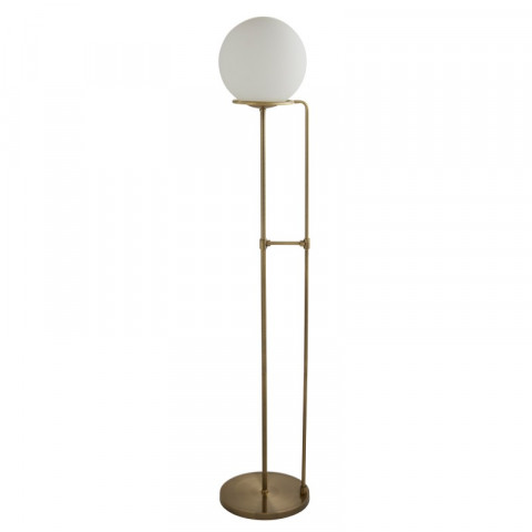 Lampadaire sphere, laiton antique et verre