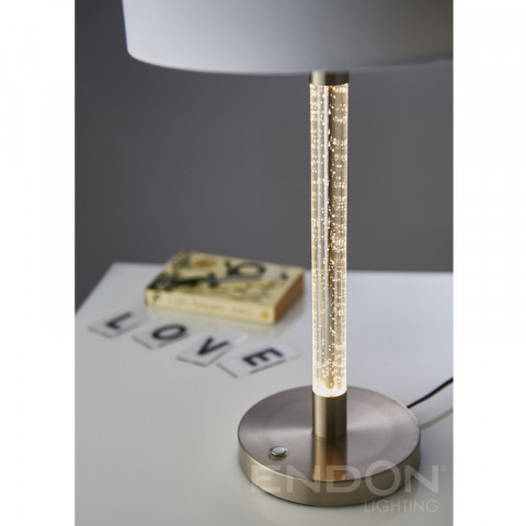 Lampe andromeda, chrome satiné et acrylique, avec abat-jour