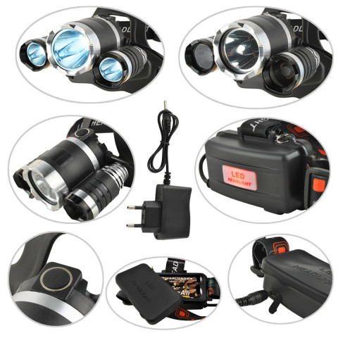 Lampe frontale rechargeable 3 leds