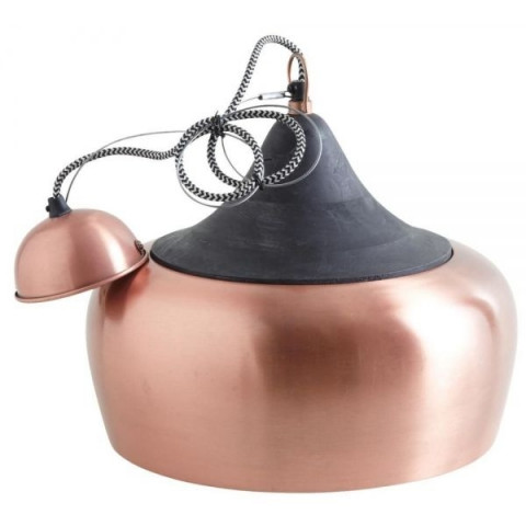 Lampe suspension en métal laqué et bois - Coloris au choix