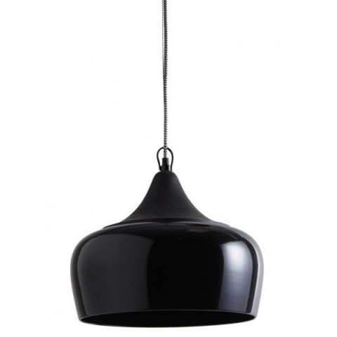Lampe suspension en métal laqué et bois - Coloris au choix