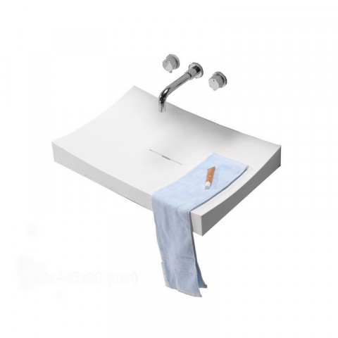 Lavabo suspendu rectangulaire - solid surface blanc mat - 68x45 cm - unic