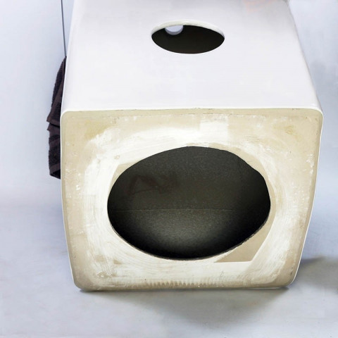 Lavabo totem carré - céramique avec porte serviette - 48x87 cm - alto +