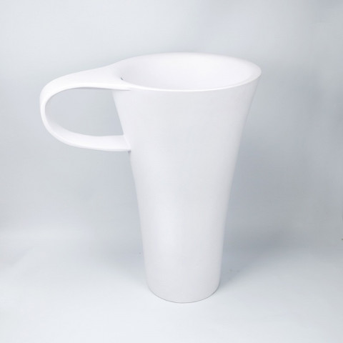 Lavabo totem tasse à café - solid surface blanc mat - 70x85 cm - cup