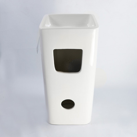 Lave main totem carré avec porte serviette - céramique blanc - 40x85 cm - alto