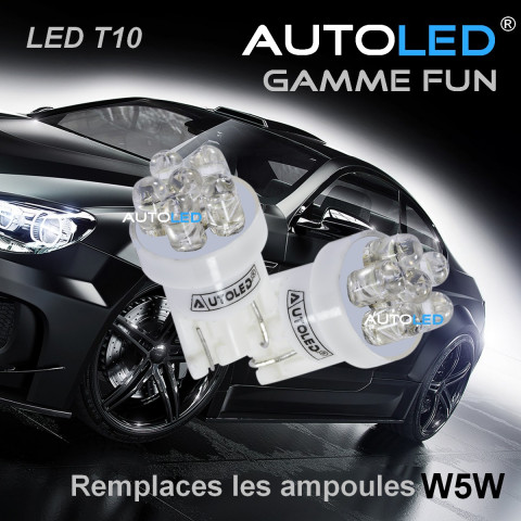 Pack p51 4 ampoules led / t10 (w5w) 6 leds + navette c5w 36mm 3 leds autoled®