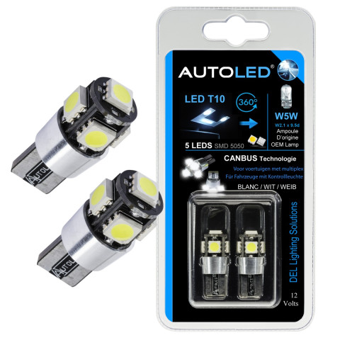 Pack p46 4 ampoules led canbus anti-erreur / t10 (w5w) 5 leds + navette c5w 31mm 2 leds autoled®
