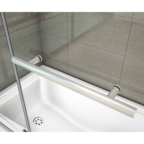 Pare-baignoire pivotant 180°en 6mm verre anticalcaire avec une poignée en inox - Dimensions au choix