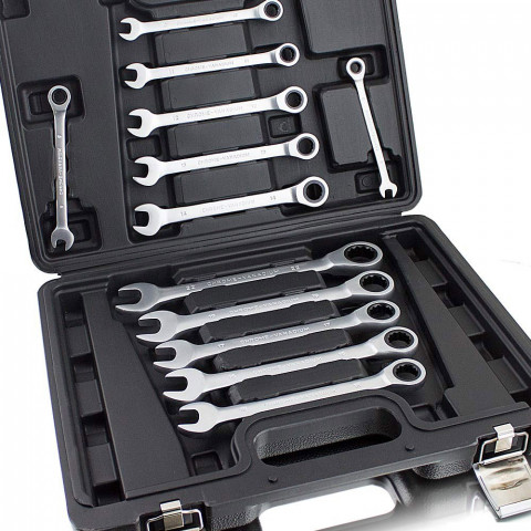 Mallette kit de 12 clés plates - clés à cliquet       Noir