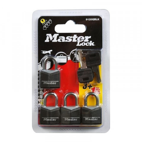 Master lock - 931719 - lot de 4 cadenas en aluminium couverture vinyle 20 mm