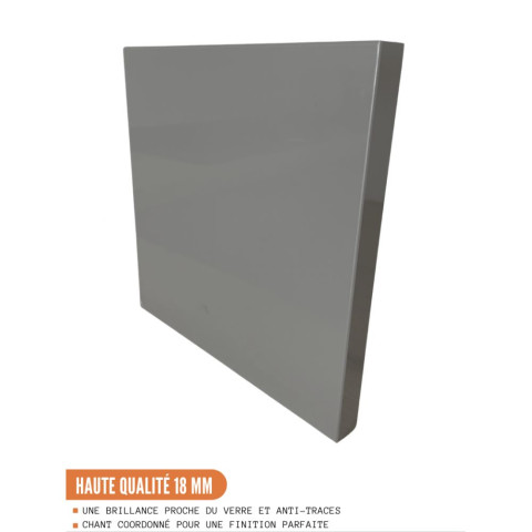 Cuisineandcie - meuble sous-évier eco gris brillant 2 portes l 80 cm
