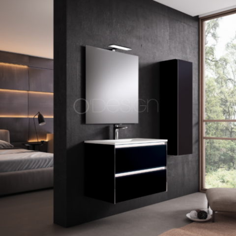 Meuble suspendu 80 cm à led + simple vasque - Cadiz - Couleur au choix