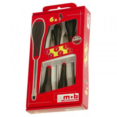 Mob outillage - jeu de 6 tournevis 4 fentes+2 pozidriv