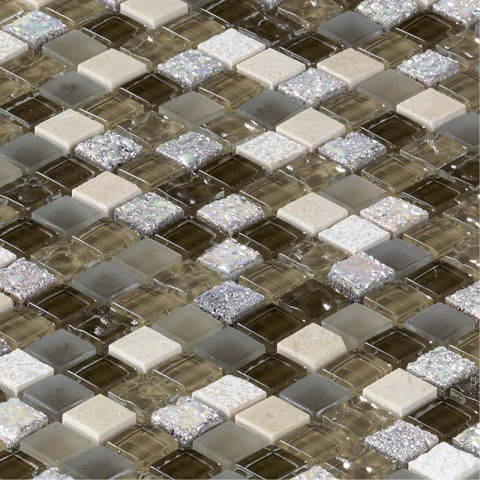 Mosaïque marbre et verre carrée Color - tarif à la plaque de 0,09m² - Couleur au choix