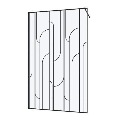 Paroi de douche à l'italienne 120x195cm sérigraphie art déco arrondie - noir mat - gatsby Aurlane - FAC1010