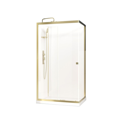 Cabine de douche 110x80x200/230 cm - receveur bas - fonds blancs et profilés or brossé - sunny Aurlane - CAB283