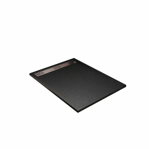 Receveur noir effet granite en résine epoxy 90x120x3 cm + grille linéaire chrome Aurlane - PACR265