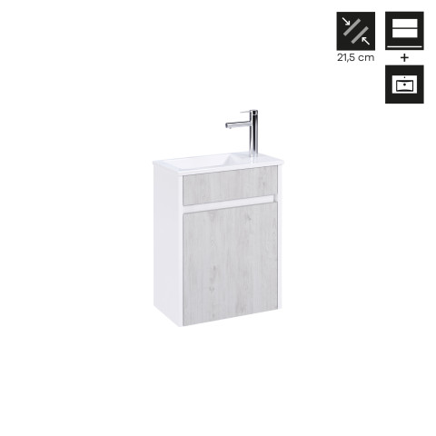 Meuble lave mains mini 40x50x22 cm - gris et blanc Aurlane - LAV1006