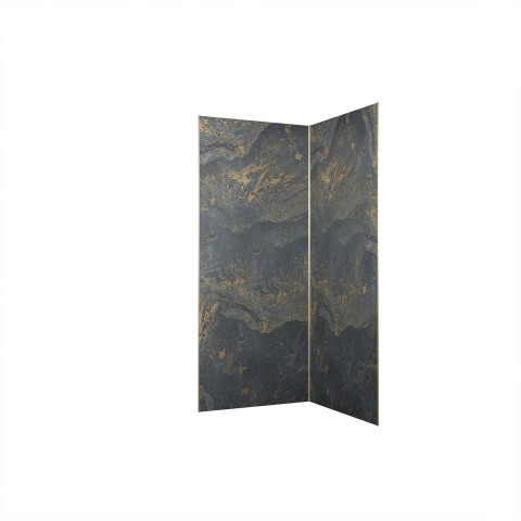 Pack 2 panneaux muraux en pierre venus 90x210 cm + profilés finition et angle or doré brossé