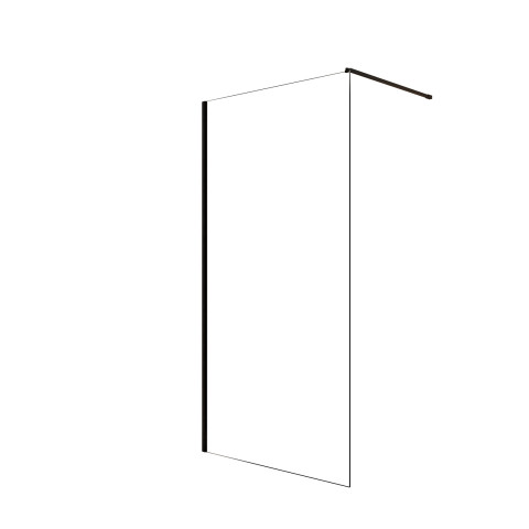 Paroi de douche 100x200cm en verre trempé transparent 8mm anticalcaire - profilé noir mat - lina Aurlane - FAC1031