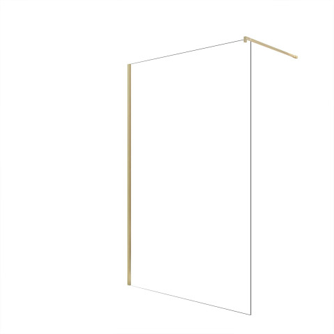 Paroi de douche 120x195 cm en verre trempé 5 mm - finition or brossé - gold elementary Aurlane - FAC1008