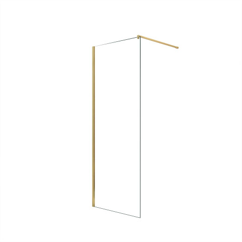 Paroi de douche 70x195 cm en verre trempé 5 mm - finition or brossé - gold elementary Aurlane - FAC1004
