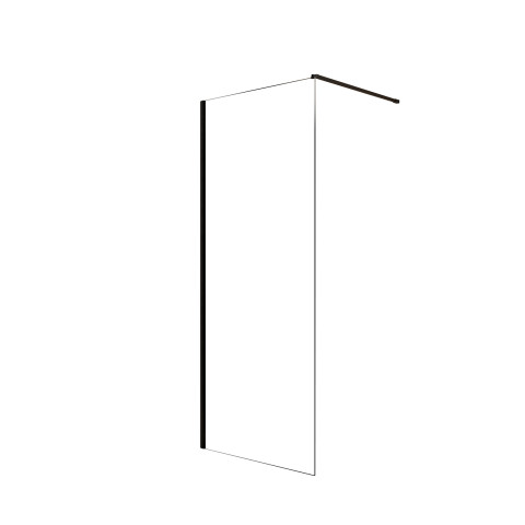 Paroi de douche 80x200cm en verre trempé transparent 8mm anticalcaire - profilé noir mat - lina Aurlane - FAC1029