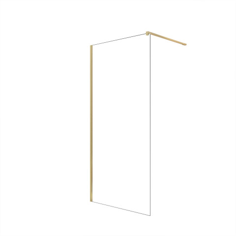 Paroi de douche 90x195 cm en verre trempé 5 mm - finition or brossé - gold elementary Aurlane - FAC1006