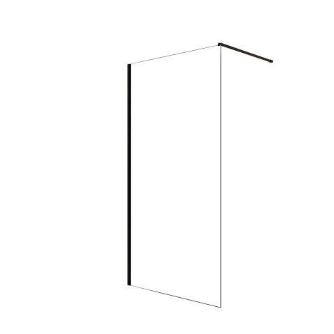 Paroi de douche 90x200cm en verre trempé transparent 8mm anticalcaire - profilé noir mat - lina Aurlane - FAC1030