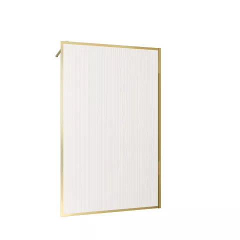 Paroi de douche verre cannelé 6 mm - 140x200 cm - cadre et bras aluminium or doré brossé Aurlane - FAC1037
