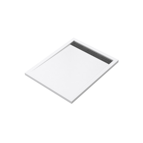 Receveur en acrylique blanc 80x100x4 cm + grilles linéaires chrome et gun metal - whiteness ii Aurlane - PACR179