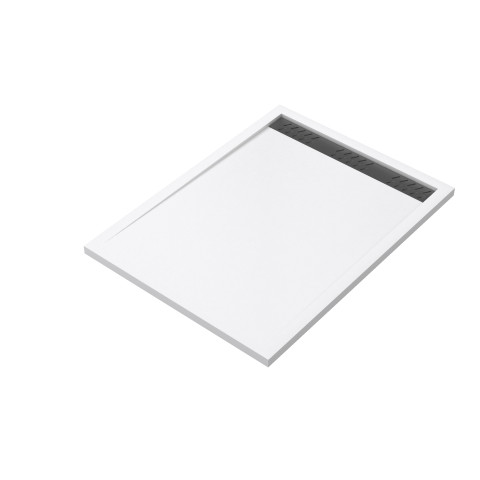 Receveur en acrylique blanc 90x120x4 cm + grilles linéaires chrome et gun metal - whiteness ii Aurlane - PACR181