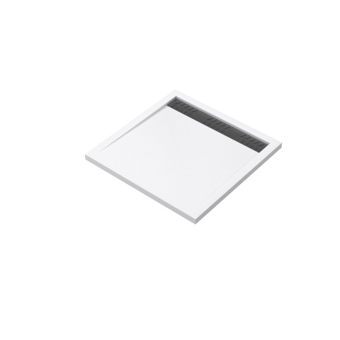 Receveur en acrylique blanc 80x80x4 cm + grilles linéaires chrome et gun metal - whiteness ii Aurlane - PACR177