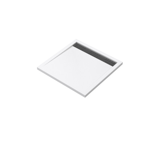 Receveur en acrylique blanc 90x90x4 cm + grilles linéaires chrome et gun metal - whiteness ii Aurlane - PACR178