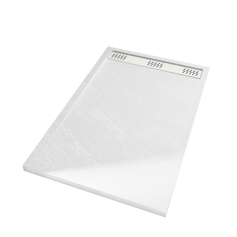 Receveur en acrylique blanc effet pierre 90x140x5 cm + grilles linéaires chrome et blanche Aurlane - PACR224