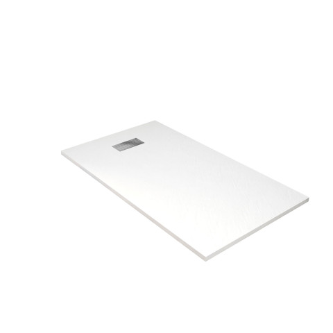 Pack receveur blanc effet pierre 80x140 cm et grille décor linéaire en inox - rock 2 Aurlane - PACR233