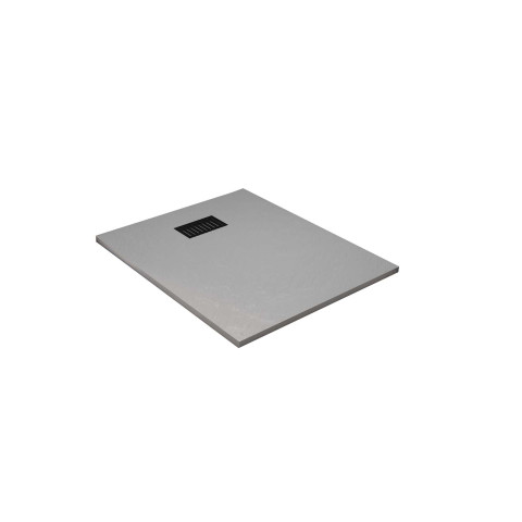 Pack receveur gris effet pierre 80x100 cm et grille décor linéaire noire mate