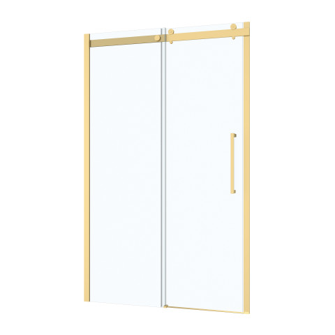 Porte de douche coulissante type industriel 120x200 cm - finition or doré brossé - verre trempé 6 mm Aurlane - FAC979