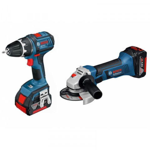 Pack bosch professional perceuse gsr 18v-28 + meuleuse gws18-125 + chargeur + 3 batteries 3.0 ah + coffret box