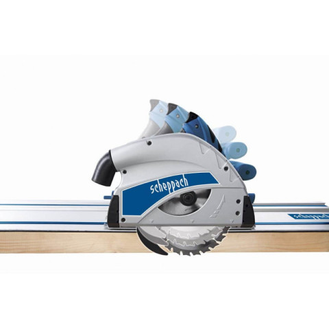 Pack scheppach scie plongeante - 160mm - 1200w - pl55 - 2 rails de guidage - 1 serre-joint