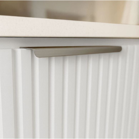 Pack meuble salle de bain 60cm et colonne de rangement - Façades blanches ondulées - MILO Aurlane - PACM920