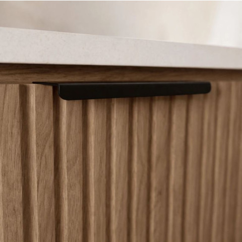 Pack meuble salle de bain 60cm et colonne de rangement - Façades ondulées décor bois - MILO Aurlane - PACM918