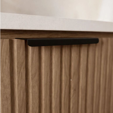 Pack meuble salle de bain 80cm et colonne de rangement - Façades ondulées décor bois - MILO Aurlane - PACM919