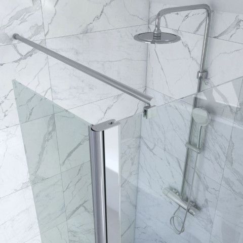 Pack paroi de douche a l’italienne 120x200cm - Verre transparent 6mm + Barre de fixation recoupable Aurlane - FAC436
