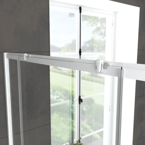 Pack porte de douche coulissante blanc 100x185cm + retour 90 verre transparent 5mm - WHITY Slide 100 Aurlane - PACF023